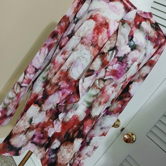 NYDJ Not your Daughters Jeans XL Abstract Floral Long-Sleeved blouse ruffle - Picture 4 of 16